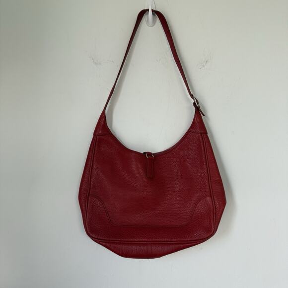 Classic Tote Bag Bordeaux Red Leather Shoulder Purse French Custom Gold Accent - Picture 6 of 16